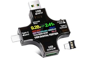 YEREADW USB Tester Messgerät 2-in-1 Typ C Strommessgerät LCD Multimeter Digital Strommesser Power Meter, Spannung Voltmeter, Strom, Leistungskapazitä Detektor (USB Tester)