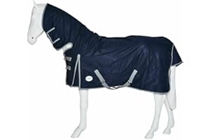 Horse Master Turnout Rug Lightweight Waterproof Full Neck 600D (6'6, Navy 50G)