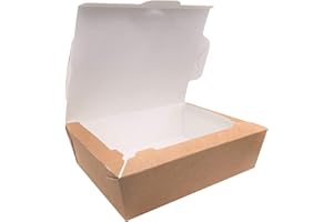 DIFORMA 50 Stück Kraftpapier Lunchboxen, Lebensmittelbehälter 1000 ml, Takeaway Fast Food, Einweg-Lecksicher, biologisch abbaubar, umweltfreundlich, recycelbar (50, 1000 ml)