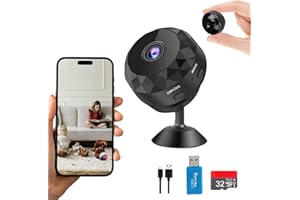 ZAMNES Camara Espia. Pack Cámara Vigilancia Wifi Interior/Exterior(2.4GHz)+SD 32GB | Camara Mini Oculta Seguridad | Sensor Movimiento | Vigilancia para Bebe, Perros, Coche | Inalambrica a Bateria, Sin Cables