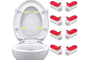 QUUPY Toilet Seat Bumpers, 8 PCS Universal Cover Lifter Gasket Toilet Lid Seat Buffer Spacers with Strong Adhesive for WC Cover Adhesive (White) 4.5 x 1.7 x 2 cm