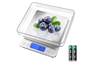 QIANLAINIAO Básculas de cocina digitales, mini pequeño báscula para alimentos 3kg/0,1g, impermeable, Pantalla LCD, Acero inoxidable, para joyería ingredientes de café, small kitchen food Scale