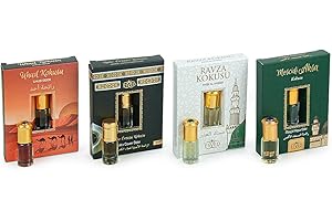 ‎IHVAN ONLINE ihvan online, Personal Duft, Parfümöl-Rollerball, Alkoholfreie Duftöl-Parfüms für Herren & Damen, Musk 12 mL / 0,40 fl Oz (4er Pack), Uhud, Kaaba Cover, Ravza, Masjid al-Aqsa