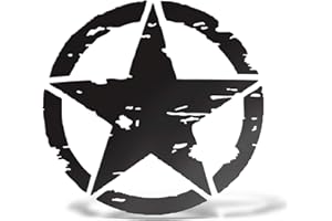 Erreinge Aufkleber Stern-Militär-US Armee-Schwarz-Schriftzug In PVC Kompatibel für Auto Moto Camper Jeep Renegade 4X4 Suzuki - Cm 35