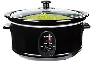 LAPTRONIX Premium Black Slow Cooker 8.0L Pot + Removable Ceramic Inner Bowl Steam Grill