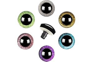 Fzyisw Sicherheitsaugen für Häkeltiere 60 Stück Sicherheitsaugen Glitzer, Kunststoff Augen für Häkeltiere, Glitzer Augen für Häkeltiere Kuscheltiere Puppe Plüschtier Tieraugen Teddyaugen Puppenaugen
