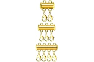 JEYORZY 3 x Cierres de capas de collar, cierres magnéticos en capas, collares, cierres de capas collar conector, collar separador para múltiples hebras, extensores de collar,accesorios de joyería, Oro