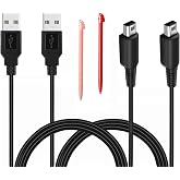 2 Pack 4 ft USB Charging Cable Compatible with Nintendo 3DS / 2DS, Charging Cable for New 3DS XL/New 3DS / DSi/DSi XL, 2 Stylus