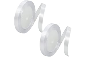 TONAUP Ruban en Satin Blanc, 2 Pcs Mariage Satinée Tissu Décoratif pour Emballage Cadeaux, Couture, Bricolage, Arts, Nœuds, Fête (10mm x 22m)