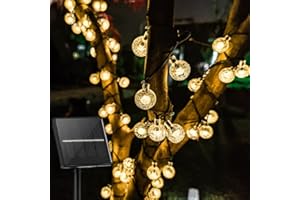 Kimuwote Catena Luminosa Esterno Solare, 6.5M 30LED Luci Solari Esterno Impermeabile 8 Modalità Sfere di Cristallo Stringa Luci Fuori e Dentro, per Giardino, Patio, Balcone, Recinzione, Festa