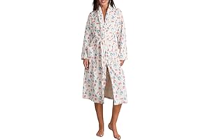 CAZIFFER Women Y2k Fruit Robe Fleece Soft Warm Kimono Bathrobe Gown Cozy Long Robe Winter Nightgown Loungewear