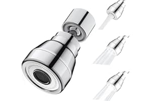 QGH 360° Swivel Kitchen Tap Adapter: Faucet Aerator Nozzle with 3 Modes - Tap Sprayer Attachment for Kitchen Sink, Dishwashing, Food Rinsing - Ideal for Families and Home Cooks