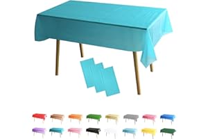 POPOYU 3Pack Lake Blue Table Cloth Party Disposable Tablecloths Table Cover,137x274cm Rectangle Large Plastic Tablecloth Party for Picnic,Baby Shower,Wedding,Birthday,Halloween,Christmas Table Decorations