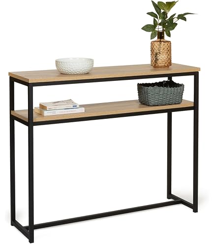 Console Phoenix 100cm Bois & Noir - Style Industriel - Pour Entrée, Salon Ou Bureau