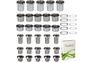 Yuauy 5 pcs for each Single/Double/Triple Chainring Bolts Screws Disc Crankset Nuts Chainwheel + 10 pcs Washers Fit for Road Bike Mountain Bike MTB (25 pcs)