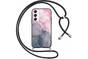 Foonary Handykette Hülle mit Band für Samsung Galaxy A55 5G 6,5" Handyhülle, Aesthetic Design Kette Necklace Case mit Kordel zum Umhängen Silikon Schutzhülle Cover Schnur für Samsung A55 5G, Marmor 4