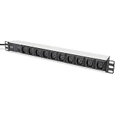 DIGITUS Power strip 19" - 10 sockets IEC C13 - 1U - 250VAC - 50/60Hz - 10A - 2500W - With overload protection