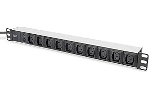 ‎DIGITUS DIGITUS DN-95404 – 19" Steckdosenleiste – 10 C13 Abgriffe – 1HE – Mit Überlastschutz – 230VAC 50/60Hz – 10A – 2300W – Für 19 Zoll Netzwerk- und Serverschränke