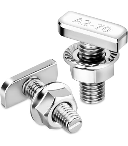 BOZONLI T-bout, T Slot Bout, Koolstofstaal T-Slot Drop-in Stud Schuifschroef Bout voor T-Slot Aluminium Profiel,M6×25mm,5 pcs