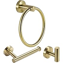 YUET Handdoek- en toiletrolhouderset badkameraccessoire 2 stuks thuis papier zakdoek en kapstokhouders baraccessoires SUS 304 roestvrijstalen hardware wandmontage (zwart en goud