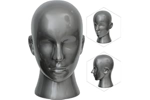YYQXZG Mannequin Head Glossy Professional Head PVC Maschio-Adulto Mannequin Head Display per occhiali, cappello, console di gioco, parrucche, cuffia (grigio brillante)