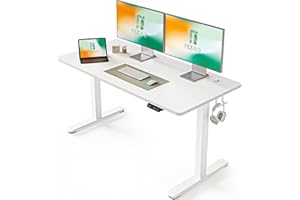 ‎FEZIBO FEZIBO Schreibtisch Höhenverstellbar Elektrisch, 140 x 60 cm Stehschreibtisch mit Memory-Steuerung und Anti-Kollisions Technologie, Weiß Rahmen/Weiß Oberfläche