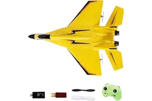 WEDUSPATY Piano RC per 150 m di aeroplano telecomandato giocattolo 2,4 GHz Modello RC giocattoli aerei per aliante antico-collisione aerei per bambini principianti adulti (batteria inclusa) giallo, aereo RC