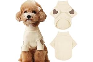 Yaopelky Felpa per cani di taglia piccola e media, calda maglietta per animali domestici, con stampa a cuore, per cuccioli di gatto, gattino, chihuahua schnauzer (beige, S)