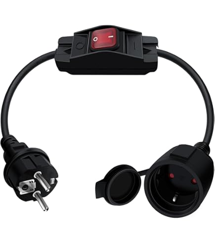 HuaLiSiJi Rallonge Euro 2.5A 250V 625W Cable D'extension Euro 2x0.75 Mm² Rallonge Câble Euro, Pour Une Utilisation En Intérieur TV, PC, Moniteur ( Noir, 0.3m