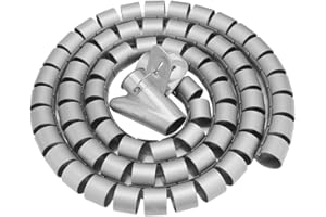 TIHEBEYAN Tubo Espiral Enrollado, Tubo Espiral Flexible Organizador de Cables Cable Envolvente Protector del Cable Tubo de Almacenamiento de Cables(1.5m*28mm-Plata),spiralschlauch Silber