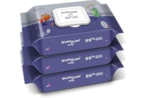 Bumtum Baby Gentle 99% Pure Water Soft Moisturizing Wet Wipes With Lid | Aloe Vera & Chamomile Extracts | Paraben & Sulfate F