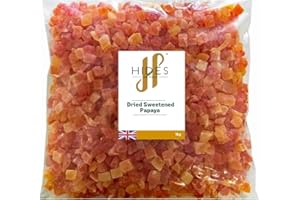 Hides Fine Foods - Dried Sweetened Papaya 1kg - Suitable for Vegetarians - Baking - Granola - Breakfast - Snacking - Desserts - Good Source of Vitamin C.