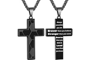 Rajputana Football Cross Necklace for Men Boys, Stainless Steel Soccer Cross Pendant Chain, Inspirational Bible Verse Quote Religious Jewellry Gifts