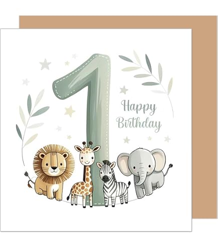 Biglietto Di Compleanno Kawaii Con Animali Per Bambini – Formato 145x145 Mm, Carta Spessa 350 G/m², Ecologico