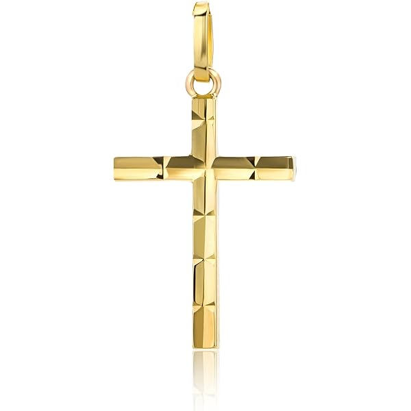 Croce Oro 585 27 MM 14 Carato Rimorchio Oro Giallo Cresima Comunione - Foto 7