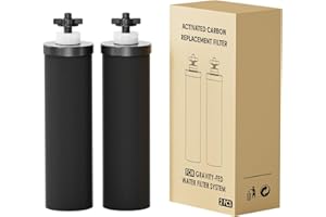 Purewell BB8 - Elementos de purificación de repuesto negros - 2 filtros de repuesto para purificadores de agua, compatibles con sistemas de ultrafiltración por gravedad
