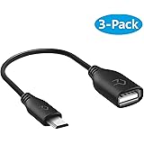 Rankie R-1170 Micro USB (Male) to USB 2.0 (Female) Adapter, On-The-Go (OTG) Convertor Cable, 3-Pack, Black