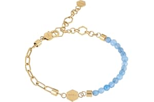 Breil, Collezione Kaleido, Bracciale Donna in Acciaio e Pietre Naturali, Trasformabile in Cavigliera con Extension, Lunghezza Regolabile 15-21 cm
