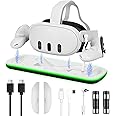 Helmsyde VR Charging Dock for Meta Quest 3S/Quest 3, Fast Charging Station with LED Indicator, Magnetic Charging Dock Station for VR Headset & Controllers, with 2 Rechargeable Batteries