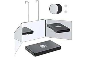 LYSTAO 3 Way Mirror - 360 Self Hair Cut, Portable Adjustable Trifold Mirrors With Height Telescoping Hooks for Self Styling Hair Cutting Makeup Shaving (Upgrade 360 Mirror Only)