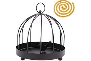 PUMYPOREITY Porta Zampirone in Metallo, Supporto per Bobina Zanzare, Portazampirone da Interno e Esterno, Bruciatore per Incenso retrò, Supporto per Spirale Antizanzare(Nero, 13.8 * 16.5cm)
