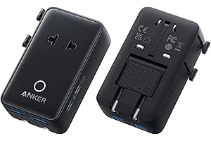 Anker Nano Adaptateur Prise Universelle, Adaptateur Voyage 5 Ports avec 1 Prise CA, 2 Ports USB A et 2 Ports USB C, contrôle Intelligent de la température, à Utiliser dans Plus de 200 Pays
