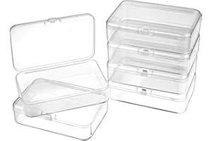 COMNICO 6 piccoli contenitori in plastica per perline con coperchio, mini scatola portatile per attrezzatura organizer trasparente per forniture artigianali accessori per gioielli piccoli oggetti