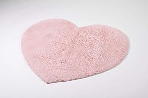 Biancheria Store Tappeto A Forma di Cuore 55x70 cm 100% Cotone | Tappeto Scendiletto Cuore Morbido | Lavabile in Lavatrice - Rosa