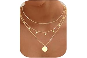 Chriscoco 3Pcs Kette Gold Damen Layering Halskette Damen Gold/Silber 14K Vergoldet Edelstahl Kette mit Coin/Herz Anhänger Wasserfest Einstellbare Goldkette Silberkette