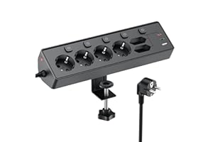 KEMELO Ciabatta Multipresa (PD 30W), 6 Prese di Corrente e 3 USB, Ciabatta Elettrica with Surge Protection, Multipresa Elettrica di da 2 M con Interruttore per Scrivania, Ufficio, Casa