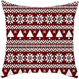 NIUQY Housses De Coussin Carreaux Tweed Noël Taie d'oreiller Canapé De Décor À La Maison Coussins Décoration Neige Sapin Bonnet De Père Noël Drôle Idée Cadeau Original 45cmx45cm