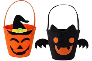 2 halloween godishink av filt, fladdermus och pumpa i svart orange, ca 31 × 35 cm bärkassar för fest, gåvor och dekorationsset