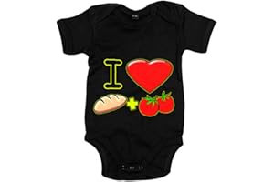 STAMPATS Body bebé I Love pa amb tomàquet català - Negro, Talla única 12 meses