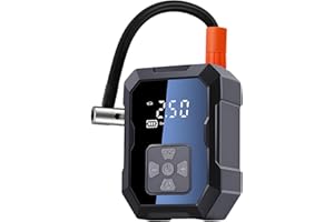 QUMOX Portable Air Compressor Tire Inflator – 4000mAh Rechargeable Cordless Air Pump for Car, Bike, Motorcycle, Ball & Sports Equipment with Digital Display and Auto Shut-Off